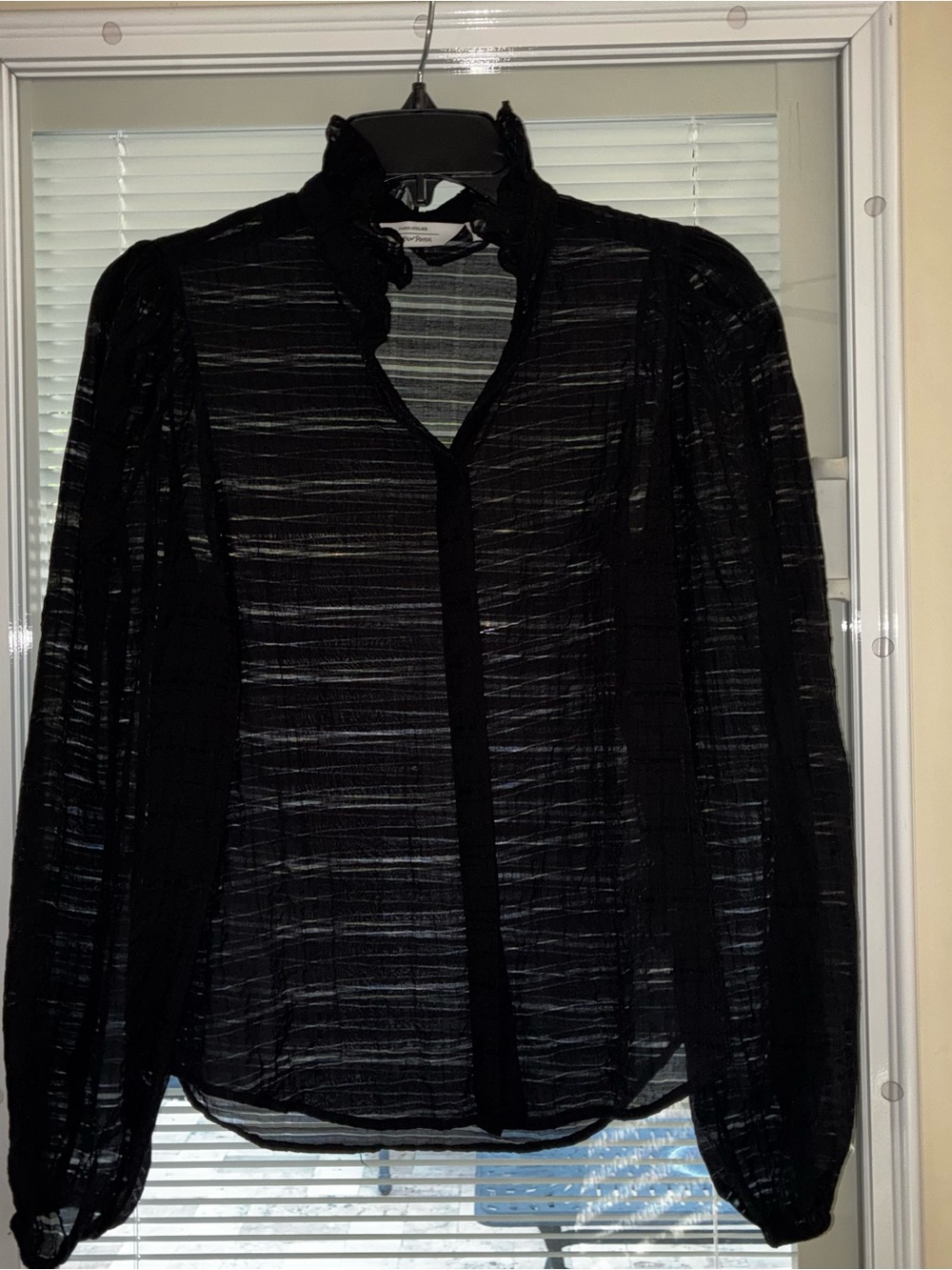 PARIS ATELIER & OTHER STORIES Black Semi Sheer Blouse Ruffled V neckSize 34 EU